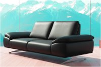 Divano moderno e lineare Aquilonarosso 3 posti 240 cm in pelle nera