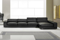 Divano in pelle angolare Aramis colore nero 180 x 369 cm