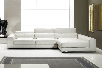 Divano in pelle angolare Aramis colore bianco, 180 x 294 cm