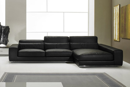 Divano in pelle angolare Aramis colore nero, 180 x 294 cm