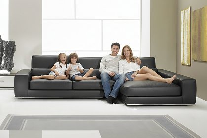 Divano in pelle angolare Aramis colore bianco, 294 x 180 cm
