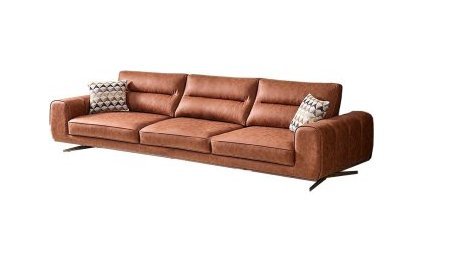 Divano 4 posti Romeo interamente in pelle sauvage colore cognac : +30% 