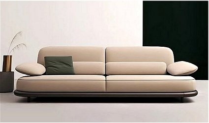 Divano minimalista 3 posti con basamento in legno 240 cm 